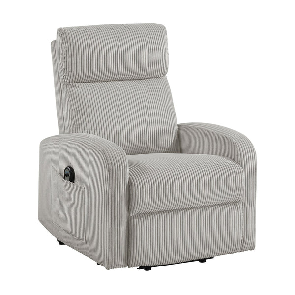 English Elm Contemporary Power Lift Chair Recliner with Plush Corduroy, Foam-Over-Coil Support & Side Pocket Light Gray 31 L x 29 W x 24 H B011P395832