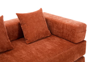 English Elm UNITED Folding Sofa Bed with Removable Cover Zipper, Chenille Memory Foam Sleeper for Small Spaces Orange W1568P293805