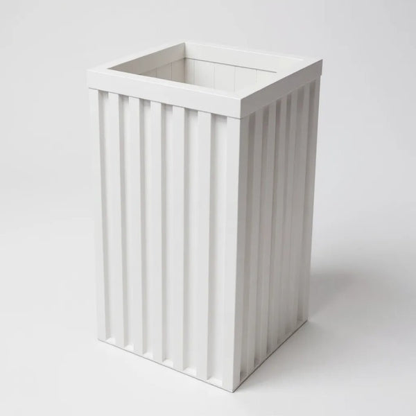 English Elm Square Grove Tall Column Aluminum Planter Warm Wood-tone Finish for Patio or Entryway White B2755P462200