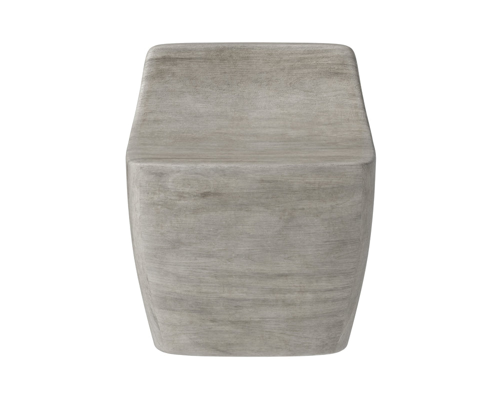 Sunpan Ledger Stool - Contemporary Sculpted Design in Sealed Concrete for Indoor and Covered Outdoor Spaces Ash Grey Wood Look