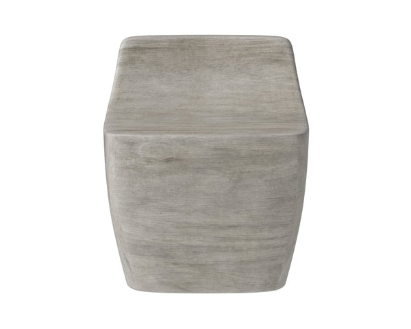 Sunpan Ledger Stool - Contemporary Sculpted Design in Sealed Concrete for Indoor and Covered Outdoor Spaces Ash Grey Wood Look