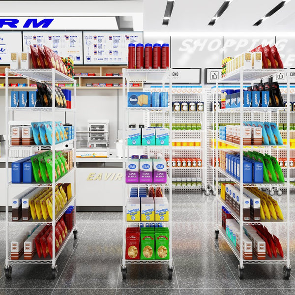 English Elm 6 Tier Wire Shelving Unit - 6000 Lbs Capacity, Adjustable Heavy-Duty Metal Rack With Wheels & Liners W1550119262