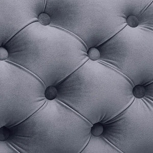 English Elm Glam Gray Velvet Button-Tufted Dining Side Chairs Set of 2 — Chrome Legs, Welt Trim, Contoured Backrest B011P208972