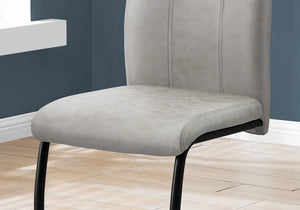 English Elm Dining Chair Set Of 2 – Upholstered Grey Faux-Suede With Black Metal Base For Modern Dining Rooms B2710P218823