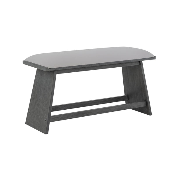 English Elm Jasmine Upholstered Grey Bar Bench with Tapered Solid Wood Legs — Contemporary Bar Seating Design B201P409516