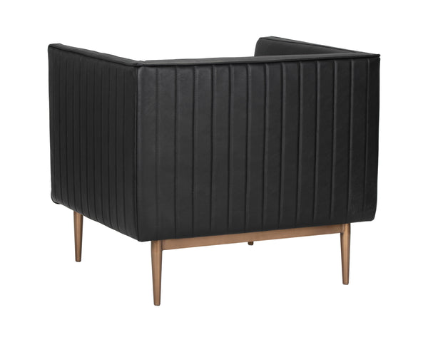 Sunpan Batavia Armchair - Bold Design with Channel Tufting, Sleek Piping, and a Stylish Bronze Base Vintage Black