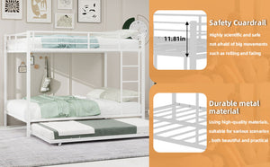 English Elm Durable Iron Bunk Bed with Trundle Safety Rails Kids Guest Twin Full Metal W1935P360857
