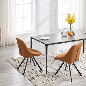 English Elm Dining Thickened Fabric Chair Set of 2 with Metal Legs — Cozy Modern Bar-Style Seating for Kitchen and Dining Spaces Brown W1249P243513