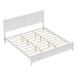 English Elm Modern Pine Wood Queen Platform Bed Slatted Headboard Tapered Legs Bedroom Frame BS701P414277K