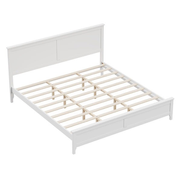 English Elm Modern Pine Wood Queen Platform Bed Slatted Headboard Tapered Legs Bedroom Frame BS701P414277K