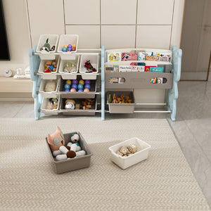 English Elm Kids Toy Storage Organizer with 12 Bins, Space-Saving Non-Toxic Cabinet for Neat Playroom Storage Blue W509P288472