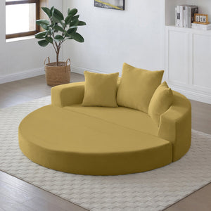 English Elm Convertible Corduroy Cloud Couch Bed with High-Density Foam, Boneless Futon Lounger for Cozy Relaxation Yellow W2677P388984