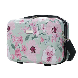 English Elm 6 Piece Hardshell Abs Travel Set with Spinner Wheels Combination Lock and Toiletry Bag Green & Pink Flower N732P391160F