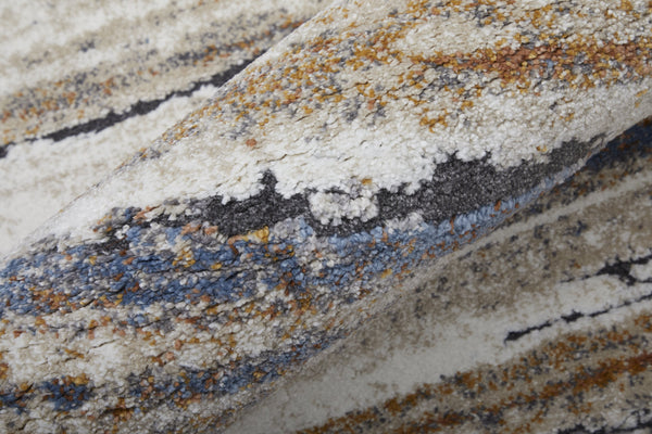 Feizy Rugs Gilmore Modern Geometric Stripes Rug - Vibrant Abstract Design For Stylish Contemporary Spaces Ivory,Orange,Gray Polypropylene Gil39mqfivymlti6a