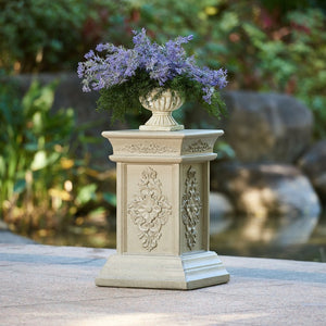 English Elm Pedestal Column Plant Stand Handcrafted Mgo for Indoor Outdoor Decor Display N772P382568S