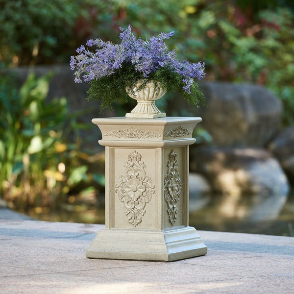 English Elm Pedestal Column Plant Stand Handcrafted Mgo for Indoor Outdoor Decor Display N772P382568S