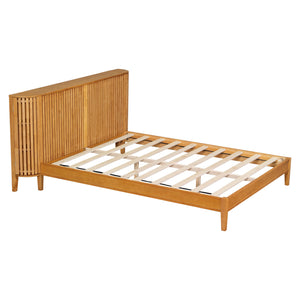 English Elm Christopher Knight Home® - Queen Solid Wood Bed with Slat Headboard, Dual 3-Layer Side Storage & Display Shelves, Sturdy Framing N758Q532728N