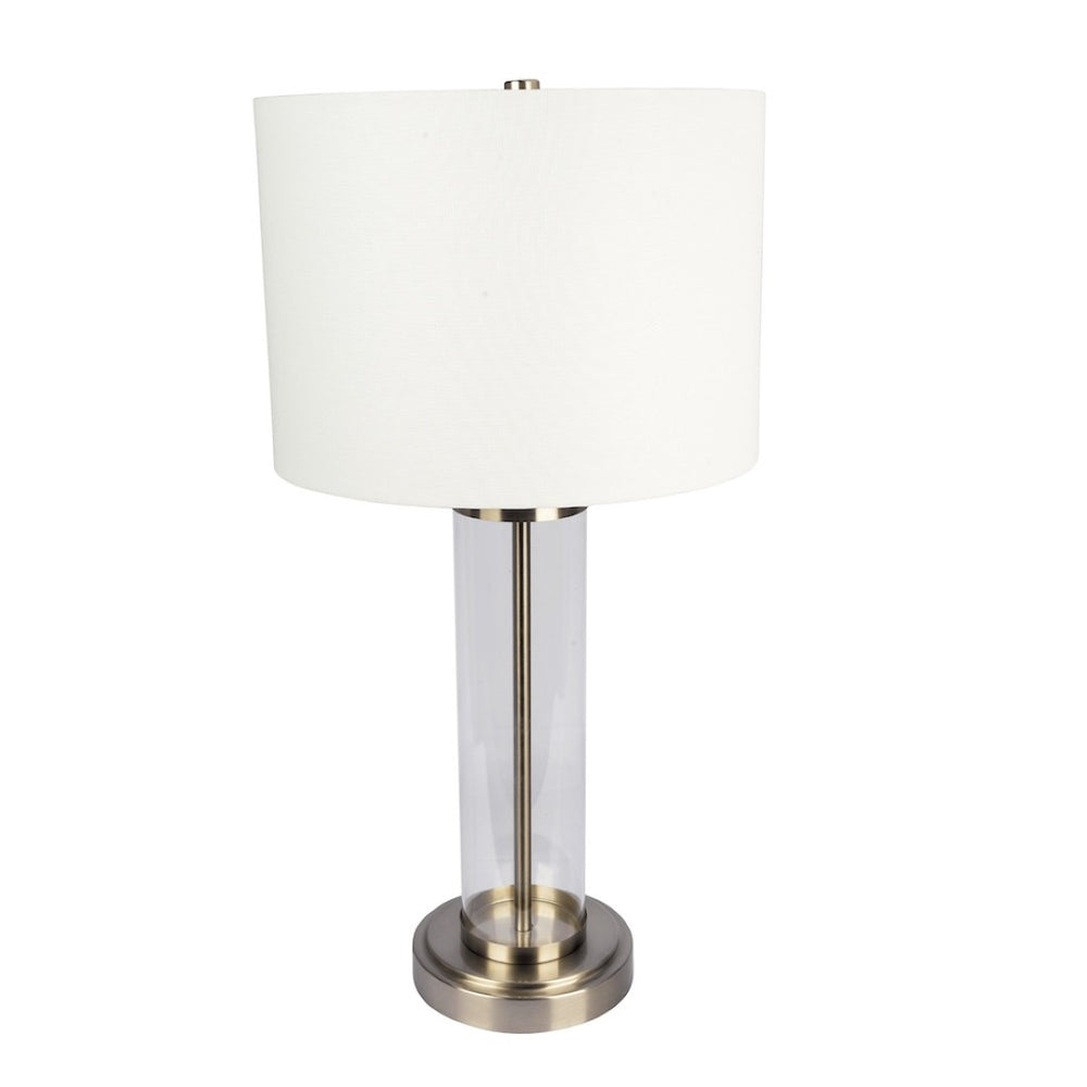 English Elm Luna Clear Glass Table Lamp with Brushed Nickel Base for Bedroom or Living Room B183P231763