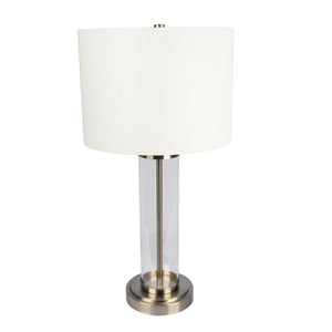 English Elm Luna Clear Glass Table Lamp with Brushed Nickel Base for Bedroom or Living Room B183P231763