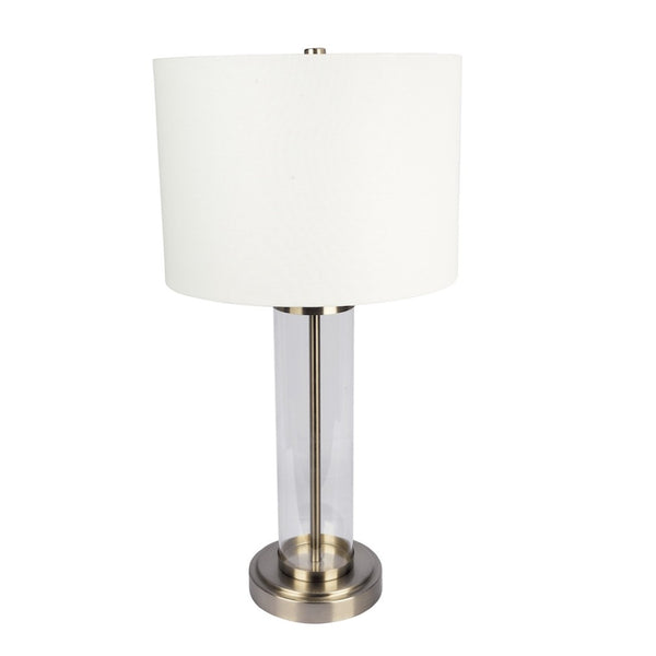 English Elm Luna Clear Glass Table Lamp with Brushed Nickel Base for Bedroom or Living Room B183P231763