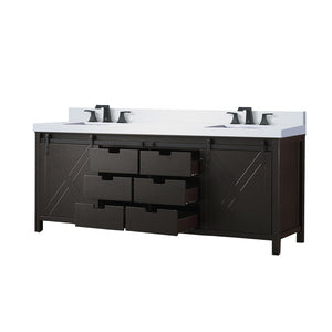 English Elm Brown Double Bath Vanity 84" W With Cultured Marble Top, Faucet Set, Soft-Close Drawers & Ample Storage B2731P260172