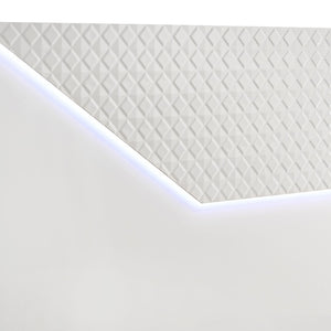 English Elm Pierce Queen Bedroom Set with Led Headboard Diamond Embossed High Gloss Finish Gloss White B062S01733