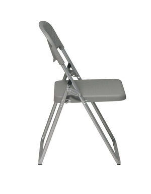 OSP Home Furnishings Folding Chair with Ventilated Contoured Seat Steel Frame for Events and Meetings Grey FC8000NS-2