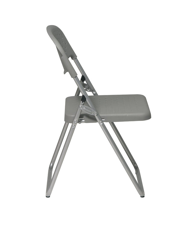 OSP Home Furnishings Folding Chair with Ventilated Contoured Seat Steel Frame for Events and Meetings Grey FC8000NS-2