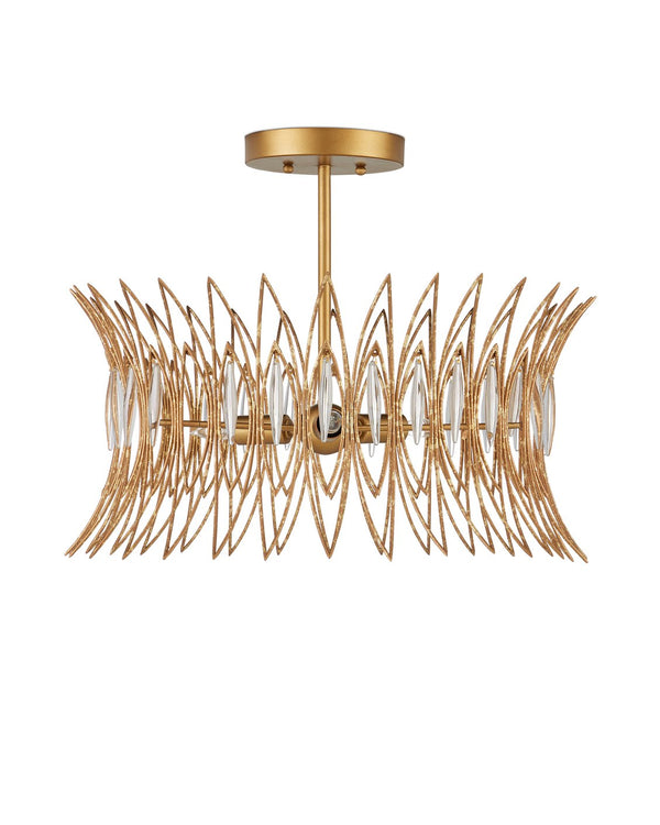 Currey & Company Marquise Oval Gold Chandelier - Elegant Mid-century Design With Leaf Motifs And Dimmable Lighting Gold Glass ,Wrought Iron 9000-1325-currey-company