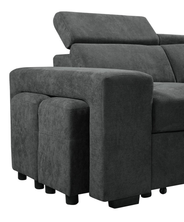 English Elm Remy Woven Fabric Sleeper Sectional with Storage Ottoman and Tucked Away Stools B2749S00184