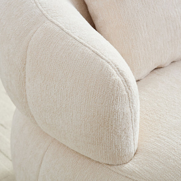 English Elm Modern Sculptural Pumpkin Lounge Chair Textured Polyester Upholstery for Living Room Beige W2582P457336