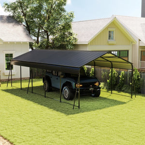 English Elm Campcraft Double Vehicle Steel Carport Uv Protected Snow Rated Outdoor Shelter W1598S00025
