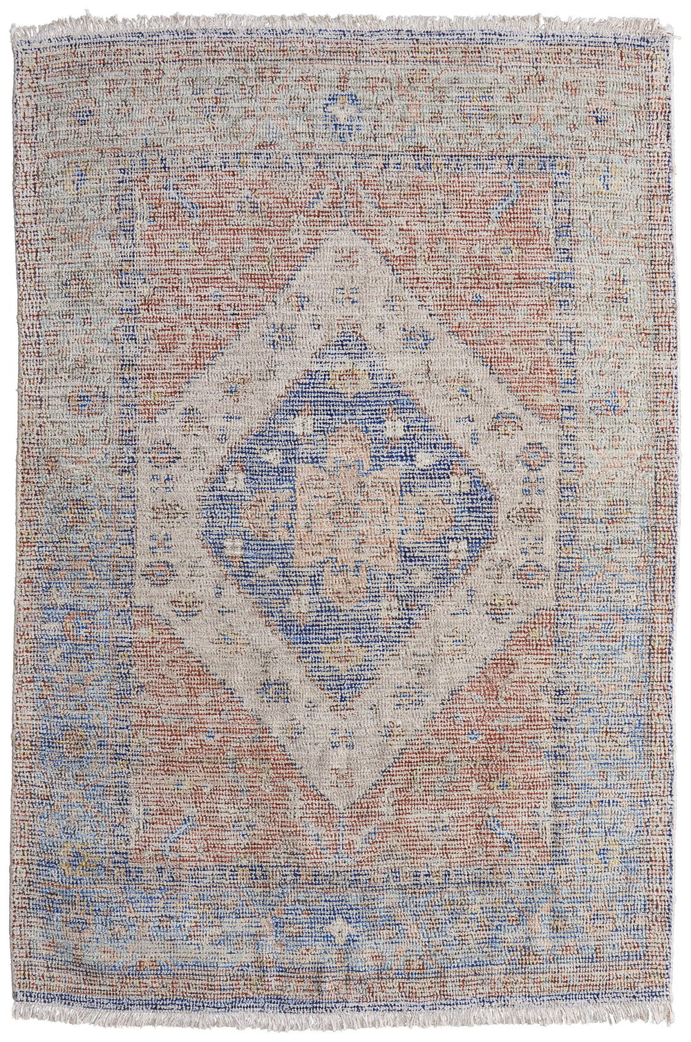 Feizy Rugs Caldwell Handwoven Wool And Viscose Area Rug - Transitional Bohemian Design For Timeless Elegance Ivory,Blue,Red Wool,Viscose 8798127fbluornh00