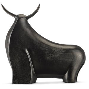 Ferdinand Bull Sculpture - Striking Contemporary Art in Patina-Finished Cast Aluminum, 20" High