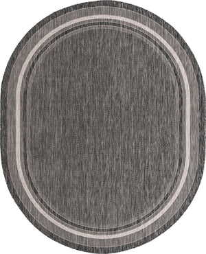 Unique Loom Outdoor Border Soft Border Machine Made Border Rug Black, Ivory 7' 10" x 10' 0"