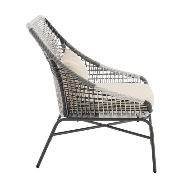 English Elm Ashland 5-Piece Outdoor Conversation Set with UV-Resistant Waterproof Fabric, Rustproof Steel Frame Cream B365P398240