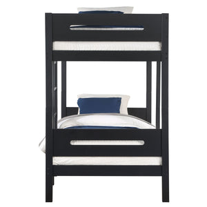 English Elm Black Twin/Twin Bunk Bed with Ladder — 14+14 Slat Support, Easy Knock-Down Assembly, Durable Black Finish B062S00576