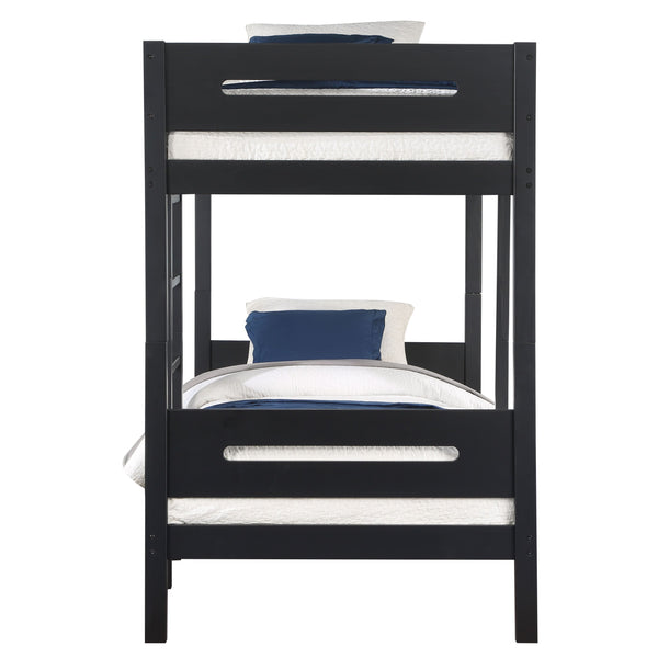 English Elm Black Twin/Twin Bunk Bed with Ladder — 14+14 Slat Support, Easy Knock-Down Assembly, Durable Black Finish B062S00576
