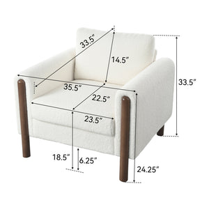 English Elm Christopher Knight Home® - Oversized Teddy Velvet Accent Chair with Curved Armrests, Tufted Mid-Century Design and Walnut Legs White N765P189679W