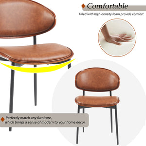 English Elm Mid-Century Modern Dining Chairs Set Of 2 – Chic Italian Bentwood With Luxe Pu Leather & Metal Legs N842P290053D