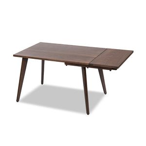 English Elm Jennifer Taylor Home - Capri Solid Red Oak Extendable Dining Table 47–78.5" Seating 4–6, Mid-Century Tapered Legs, Grain Finish Dark Brown B2719P395574