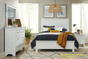 English Elm White Solid Wood Full Panel Bed Farmhouse Headboard Accent Rail Bedroom Frame B011S01209