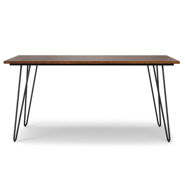 English Elm Hunter Dining Table - 66"x40" Walnut Veneer Top, Black Hairpin Legs, Handcrafted Industrial Style Durable Elegant B136P266898