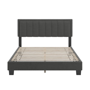 Homelegance Elowen Boucle Platform Bed with Led Lighting and Channel Tufted Upholstered Headboard Black / Charcoal 463BQ-BKB