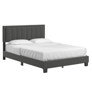 Elowen Boucle Platform Bed with Led Lighting and Channel Tufted Upholstered Headboard