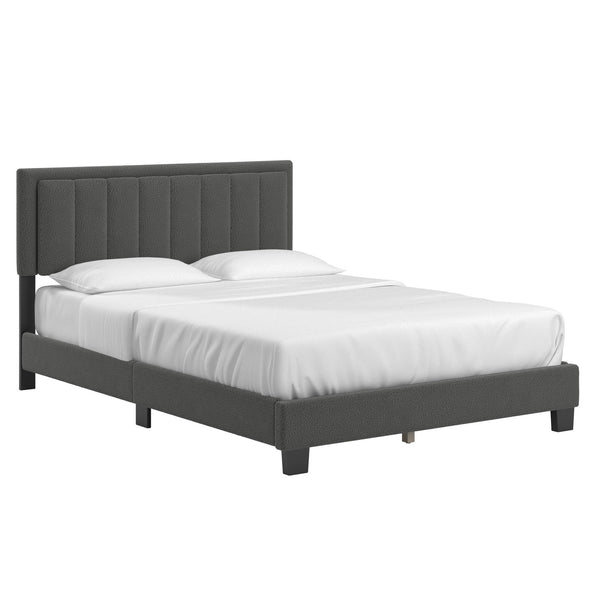 Elowen Boucle Platform Bed with Led Lighting and Channel Tufted Upholstered Headboard