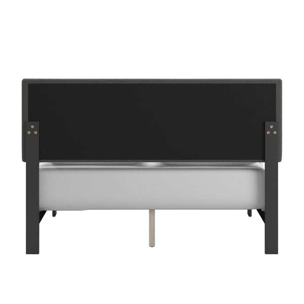 Elowen Boucle Platform Bed with Led Lighting and Channel Tufted Upholstered Headboard
