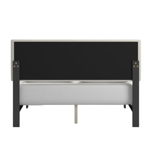 Elowen Boucle Platform Bed with Led Lighting and Channel Tufted Upholstered Headboard