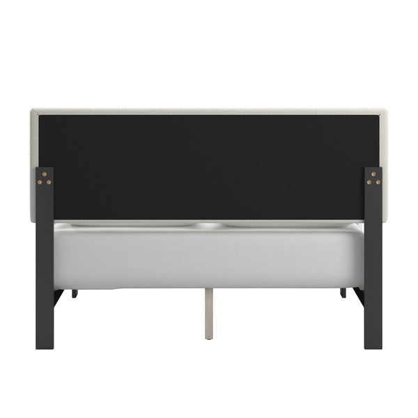 Elowen Boucle Platform Bed with Led Lighting and Channel Tufted Upholstered Headboard