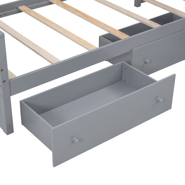 English Elm L-shaped Twin Loft Platform Bed with 7 Drawers Full Guardrails Kids White Pine LT000853AAE